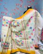Floral Yellow and Orange Monipuri Saree - Image 2